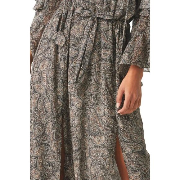 Misa Los Angeles “Donna” Paisley Shimmer & Ruffle Long-Sleeve Dress – XXS NWT! - Picture 6 of 14